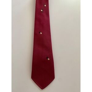 Vintage Superba Burgundy Red Dacron Tie Starburst Atomic Embroidered Skinny 50s